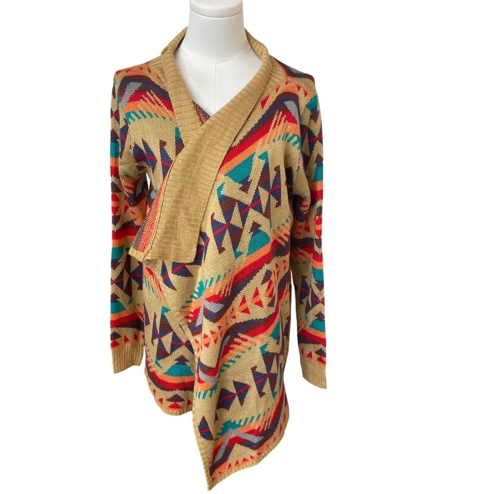 UNIF Oversized Western Aztec Knit Cardigan Sweater XS Cowboycore Boho Festival